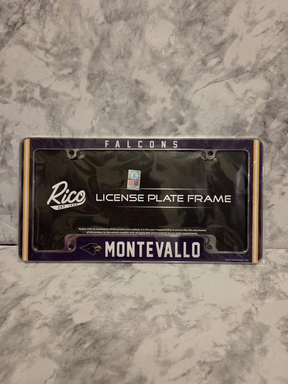Montevallo Falcons 12" x 6" Chrome Automotive License Plate Frame